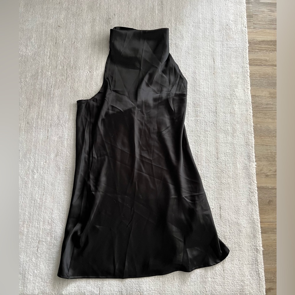 NWT Nasty Gal Black Slip Satin Cowl Halter Chocker Dress Size 12
